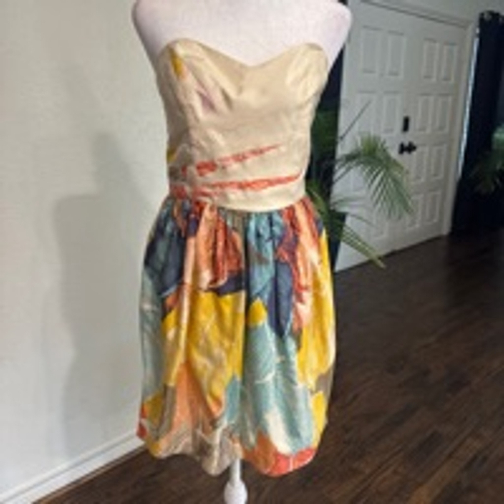 Hype Silk Strapless Dress, 4
